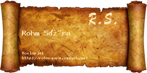 Rohm Sára névjegykártya